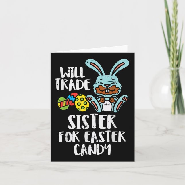 Will Trade Sister for Påsk Candy Funny Boys Kids Kort (Framsida)