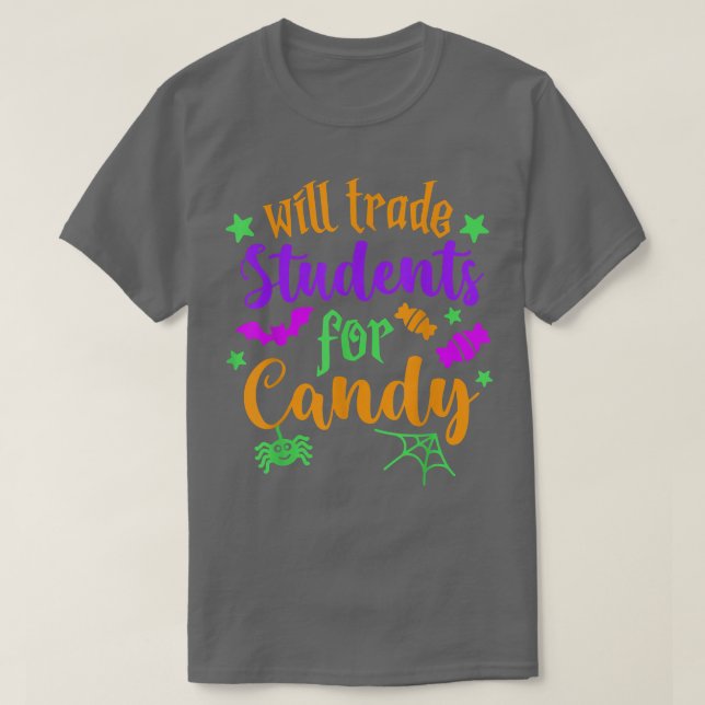 Will Trade Studenter for Candy Funny Halloween Par T Shirt (Design framsida)