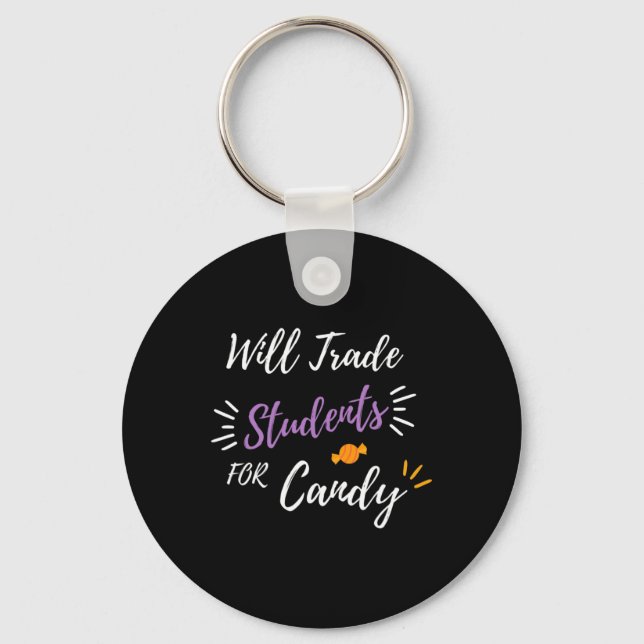 Will Trade Studenter for Candy Funny Halloween Tea Nyckelring (Framsida)