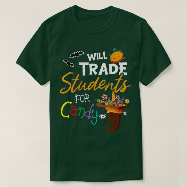 Will Trade Studenter for Candy Halloween Costume T T Shirt (Design framsida)