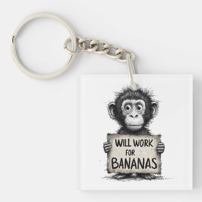 Will Work for Bananas - Humorous Monkey Sketch (Framsidan)