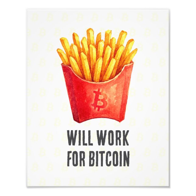 Will Work For Bitcoin Fototryck (Framsidan)