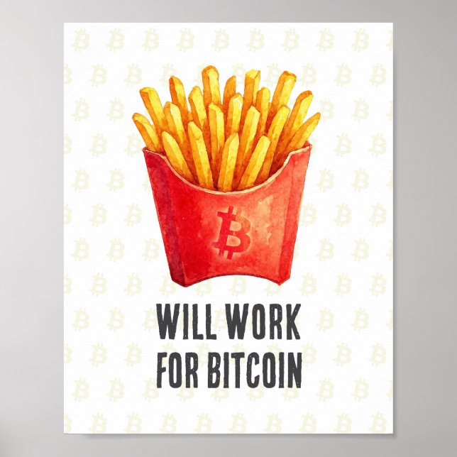 Will Work For Bitcoin Poster (Framsidan)