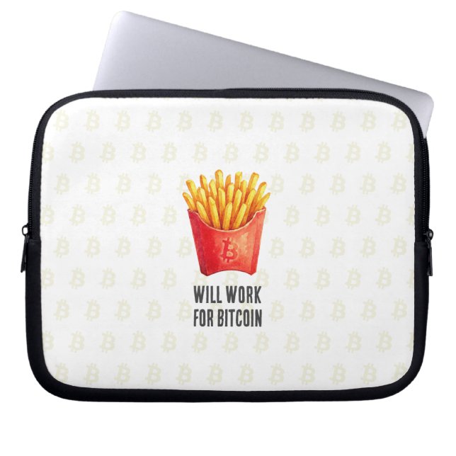Will Work For Bitcoin (White) Laptop Fodral (Framsidan)