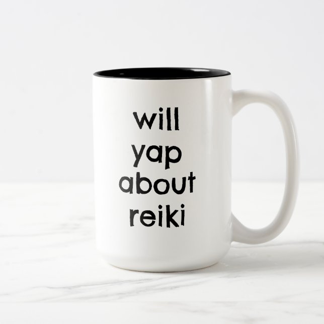 Will Yap Om Reiki Funny Reiki Practitioner Två-Tonad Mugg (Höger)