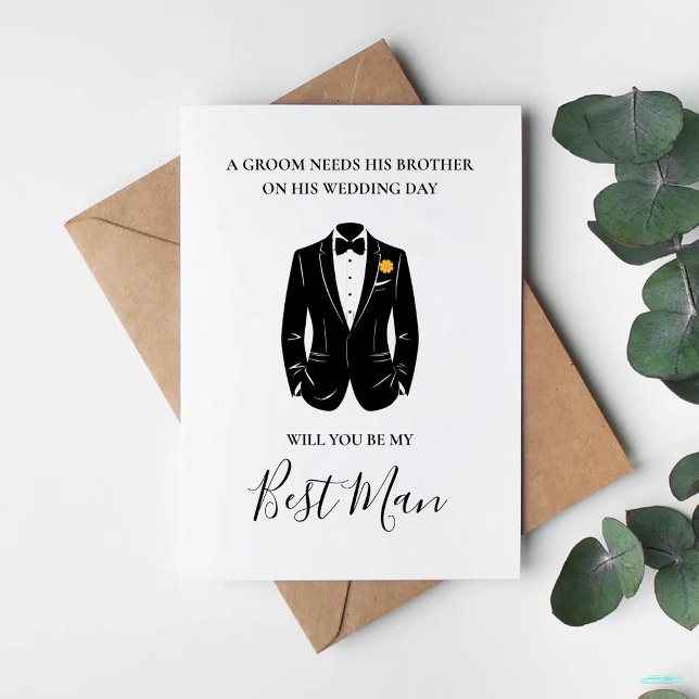 Will You Be My Best Man Groomsman Suit Wedding Kort (Skapare uppladdad)