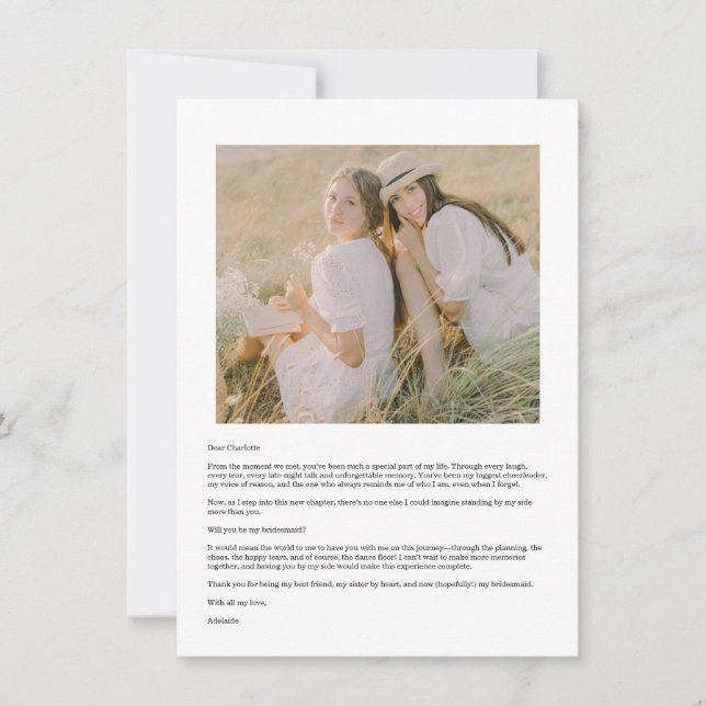 Will You Be My Bridesmaid Arch Photo Calendar Card Kort (Framsida)