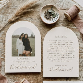 Will You Be My Bridesmaid Arch Photo Proposal Card Inbjudningar
