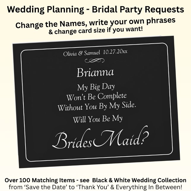 Will You Be My Bridesmaid? Black & White Card (Skapare uppladdad)