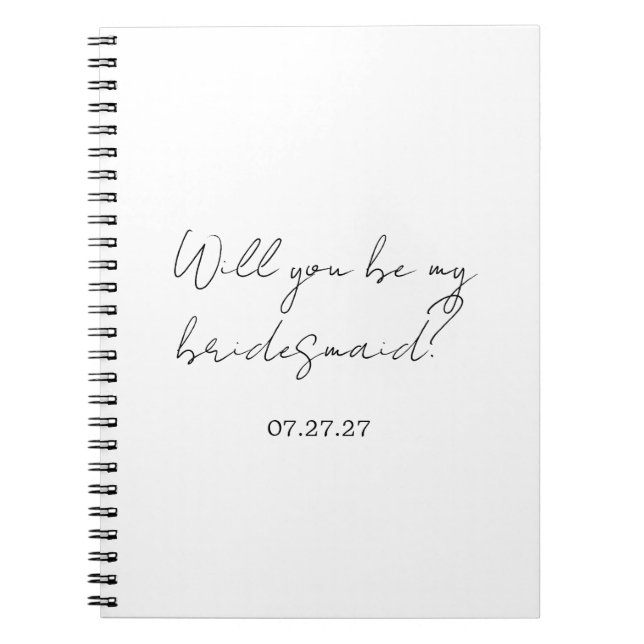 Will You Be My Bridesmaid Custom Cursive Anteckningsbok (Framsidan)