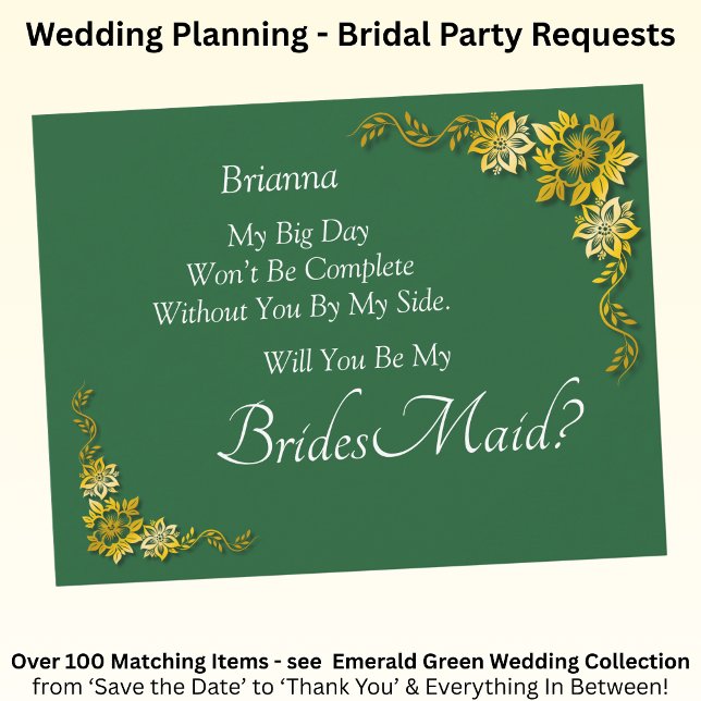 Will You Be My Bridesmaid? Emerald Green & Gold (Skapare uppladdad)