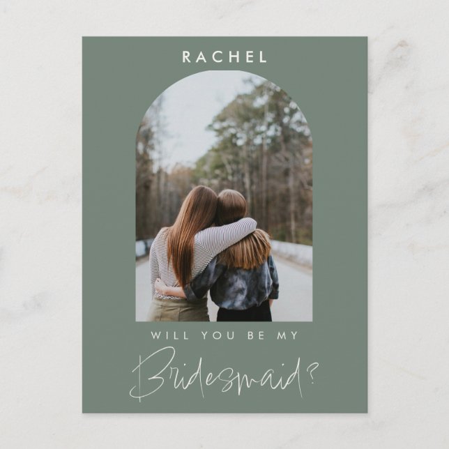 Will you be my Bridesmaid Minimalist Photo Modern Vykort (Framsida)