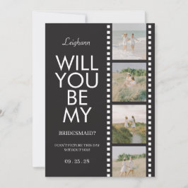 Will You Be My Bridesmaid Photo Black Reel Inbjudningar