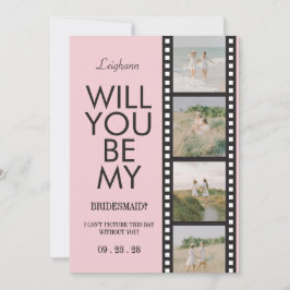 Will You Be My Bridesmaid Photo Pink Reel Inbjudningar