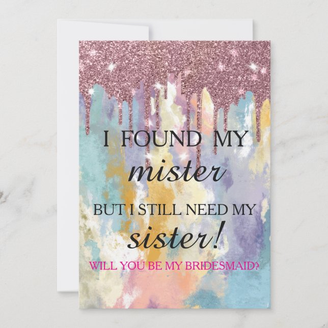 Will you be my bridesmaid? Rose Gold Dripping Invi Inbjudningar (Framsida)