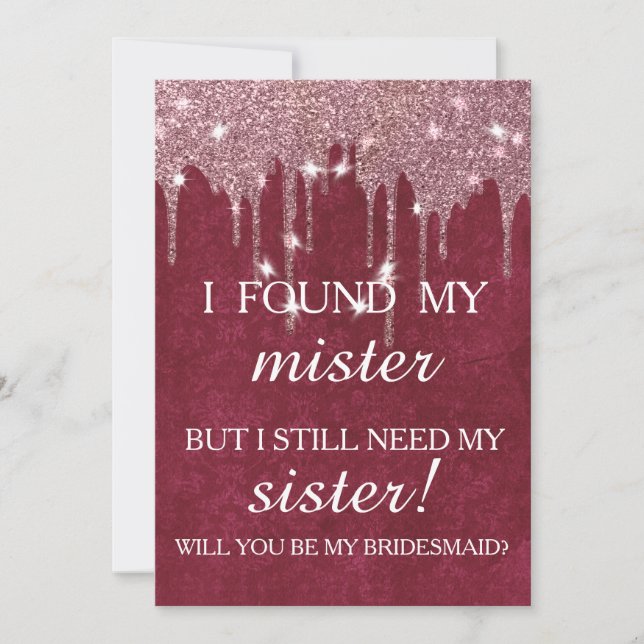 Will you be my bridesmaid? Rose Gold Dripping Invi Inbjudningar (Framsida)