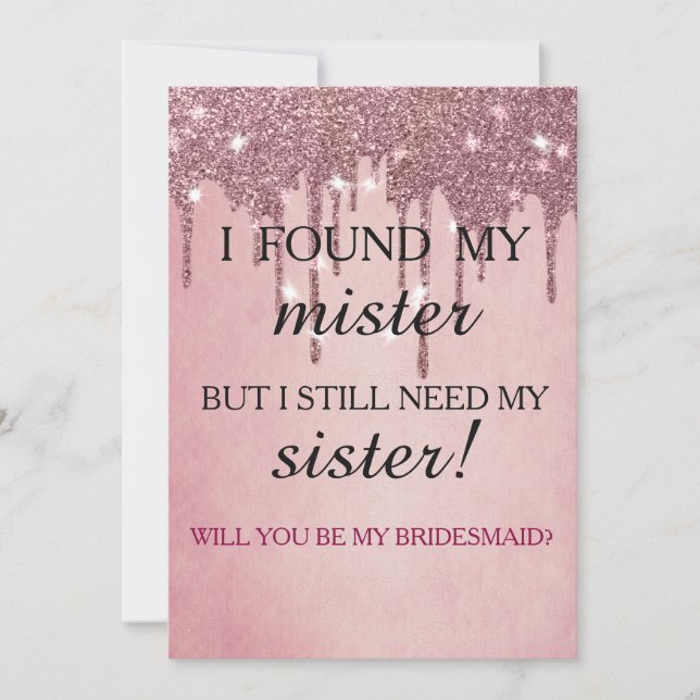Will you be my bridesmaid? Rose Gold Dripping Invi Inbjudningar (Framsida)