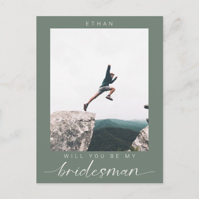 Will you be my Bridesman Minimalist Photo Modern  Vykort (Framsida)