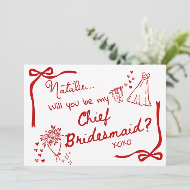 Will you be my Chief Bridesmaid Card Invitation Inbjudningar (Stående Fram)