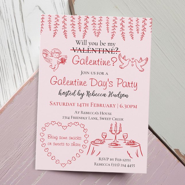 Will You Be My Galentine? Galentine Day's Party Inbjudningar (Skapare uppladdad)