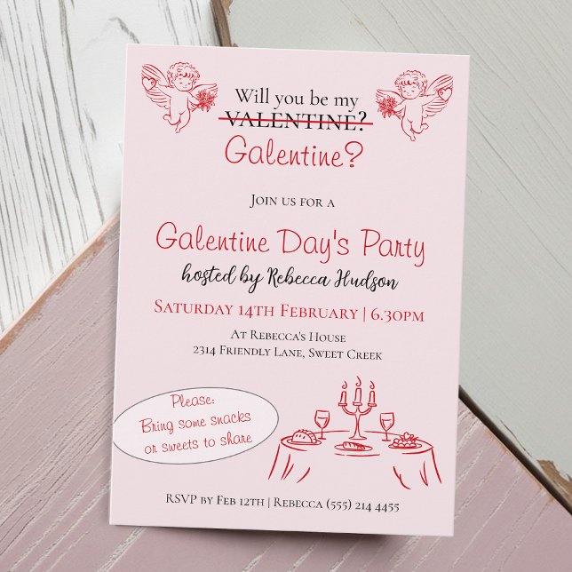 Will You Be My Galentine? Galentine Day's Party Inbjudningar (Skapare uppladdad)