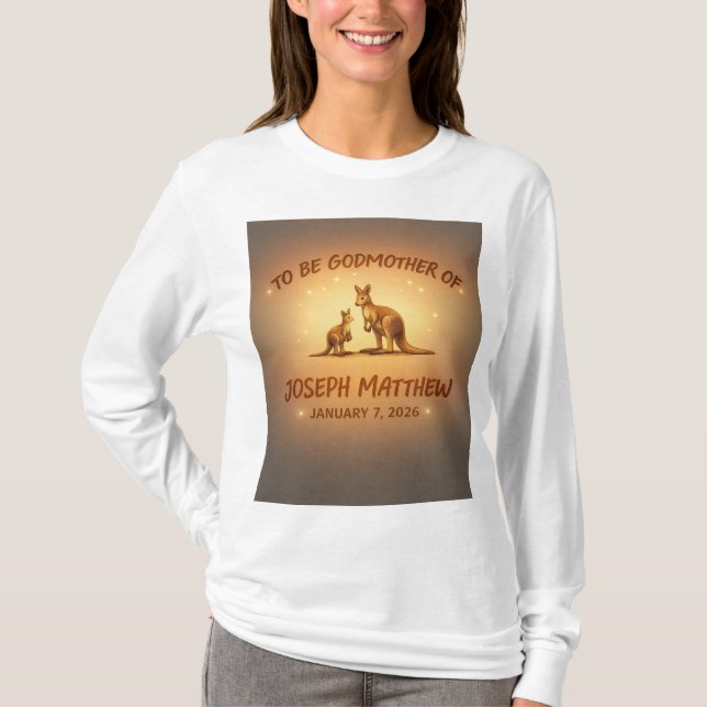 Will You Be My Godmother?” Kangaroo Keepsake Desig T Shirt (Framsida)