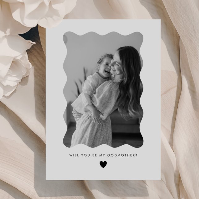 Will You Be My Godmother Wavy Photo Proposal Card Inbjudningar (Zazzle Will You Be My Godmother Wavy Photo Proposal Card (Front))