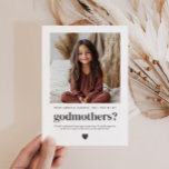 Will You Be My Godmothers Photo Proposal Inbjudningar<br><div class="desc">Looking for a sweet and meaningful way to ask your loved ones to be your baby's Godmothers? This modern, minimalist card is the perfect way to pop the question! Whether you're asking a family member or close friends, this template helps you create a heartfelt moment that they'll treasure forever, along...</div>
