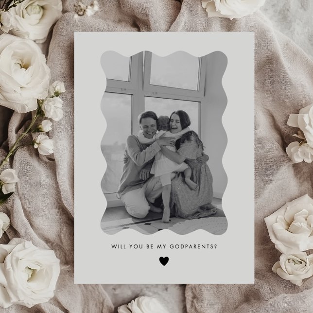 Will You Be My Godparents Wavy Photo Proposal Card Inbjudningar (Zazzle Will You Be My Godparents Wavy Photo Proposal Card)