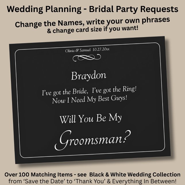 Will You Be My Groomsman? Black White Infinity (Skapare uppladdad)