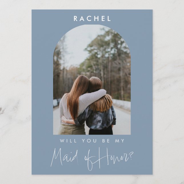 Will you be my Maid of Honor Dusty Blue Photo  (Framsida)