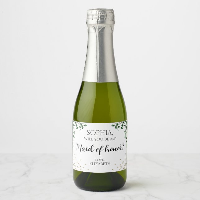 WILL YOU BE MY MAID OF HONOR? Sparkling Wine Label (Framsida)
