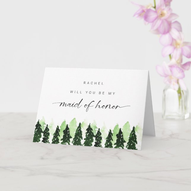 Will you be my Maid of Honor Winter Pine Tree Kort (Orkide)