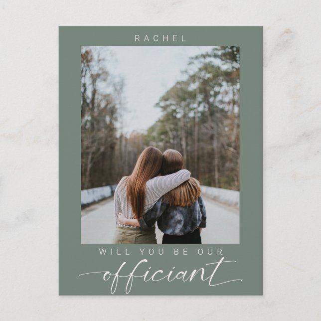 Will you be my Officiant Minimal Photo Modern Vykort (Framsida)