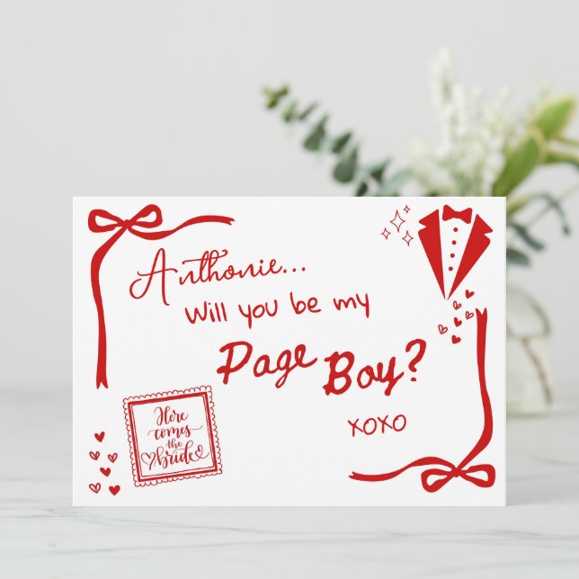 Will you be my Page Boy Card Invitation Inbjudningar (Stående Fram)