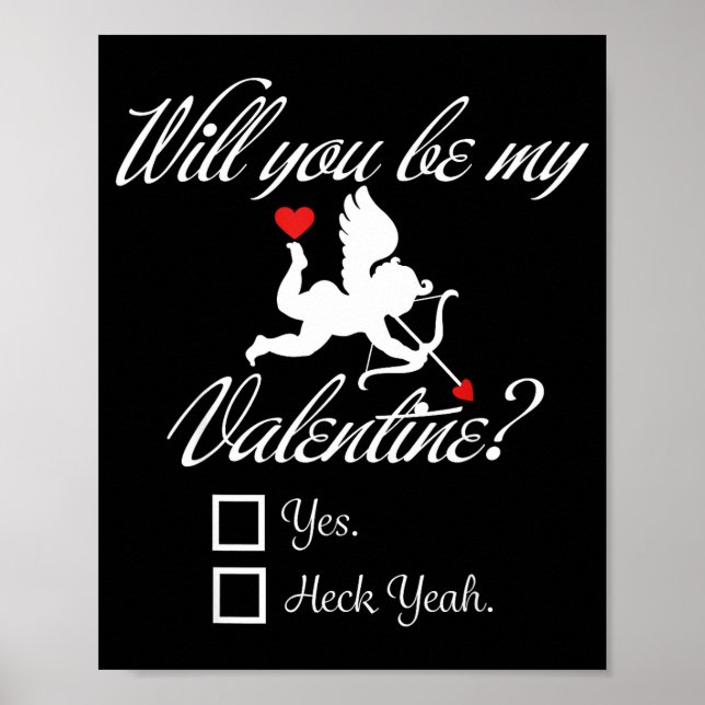 Will You Be My Valentine Funny Heart Cud V-day  Poster (Framsidan)