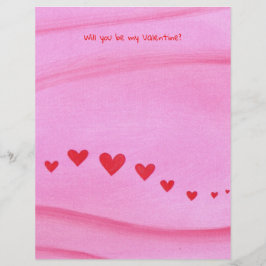 Will you be my Valentine, heart themed stationery Brevhuvud