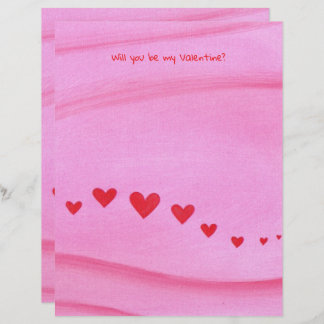Will you be my Valentine, heart themed stationery Brevhuvud