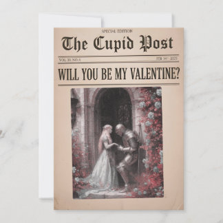 Will You Be My Valentine Newspaper Card Julkort