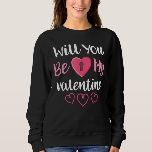 Will You Be My Valentine Padlock Valentines Day Bo T Shirt (Framsida)