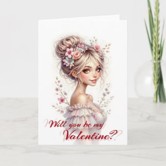Will You Be My Valentine – Romantic Art Print Kort