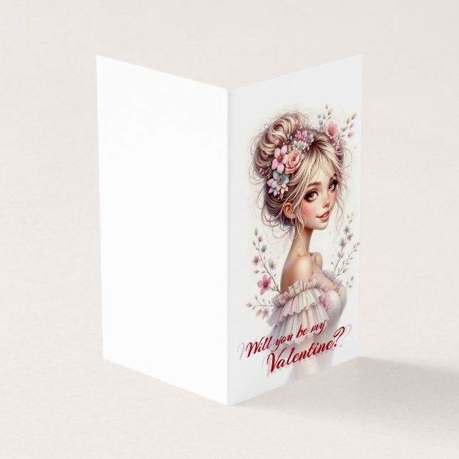 Will You Be My Valentine – Romantic Art Print Kort (Utsida)