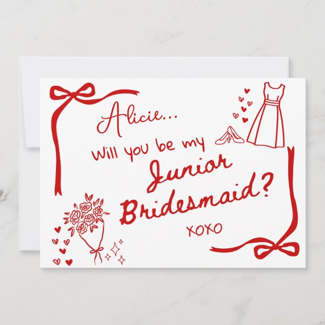 Will you be our Junior Bridesmaid Card Invitation Inbjudningar (Framsida)