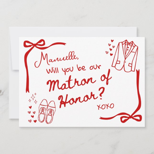 Will you be our Matron of Honor Card Invitation Inbjudningar (Framsida)