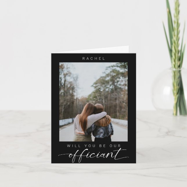 Will you be our Officiant Minimal Photo Modern Inbjudan (Framsida)