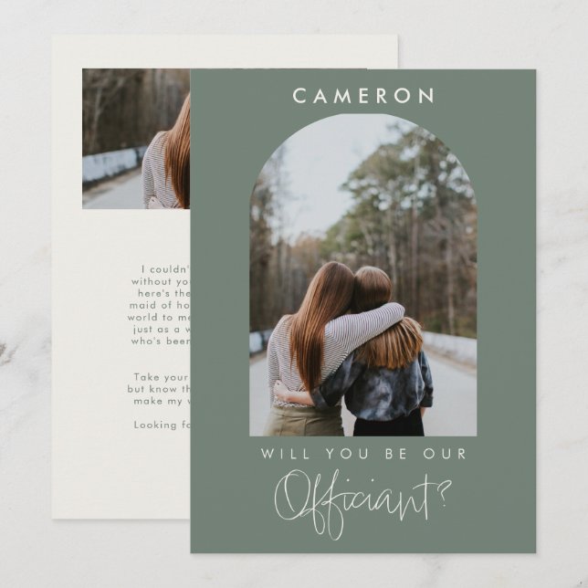 Will you be our Officiant Minimalist Photo 2-sided (Fram/baksida)