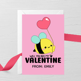 Will You Bee My Valentine Kids Card Anteckningskort