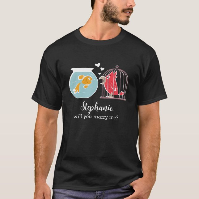 Will You Marry Me Cute Funny Proposal T Shirt (Framsida)