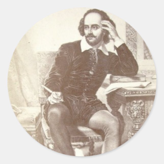 Willaim Shakespeare Runt Klistermärke (Framsida)