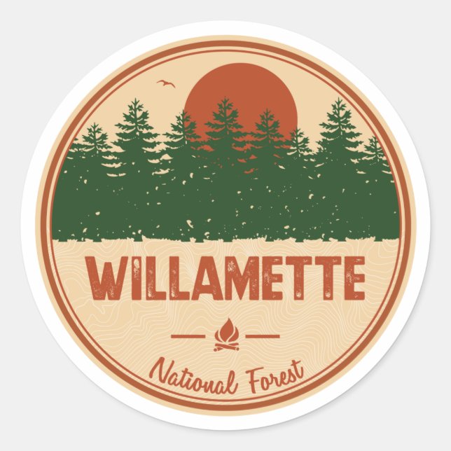 Willamette National Forest Runt Klistermärke (Framsida)